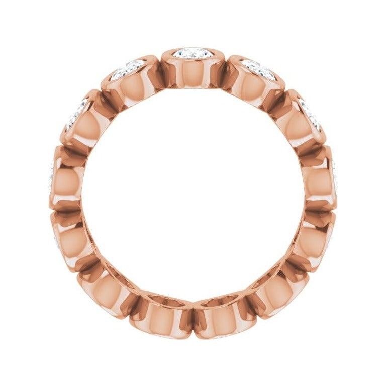 Sapphire Row Natural Diamond Oval Bezel Band - 10K Rose Gold, 4.75 (view 2)
