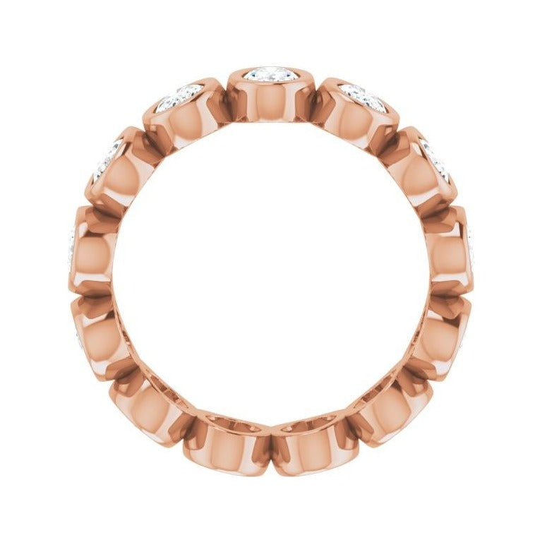 Sapphire Row Natural Diamond Oval Bezel Band - 10K Rose Gold, 5.75 (view 2)