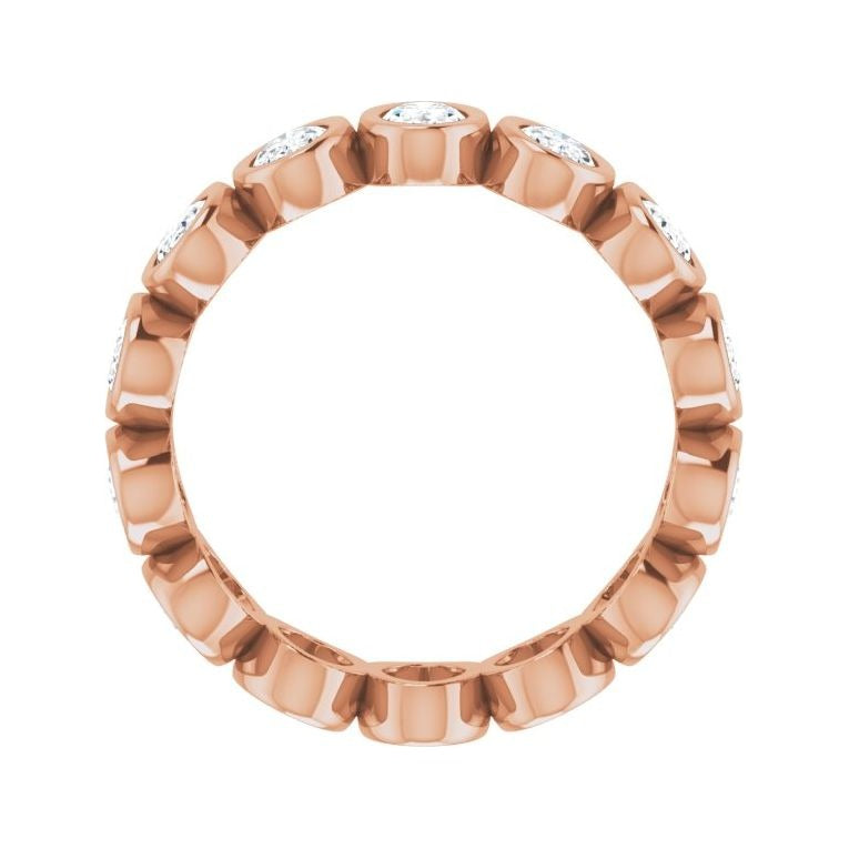 Sapphire Row Natural Diamond Oval Bezel Band - 10K Rose Gold, 6.75 (view 2)