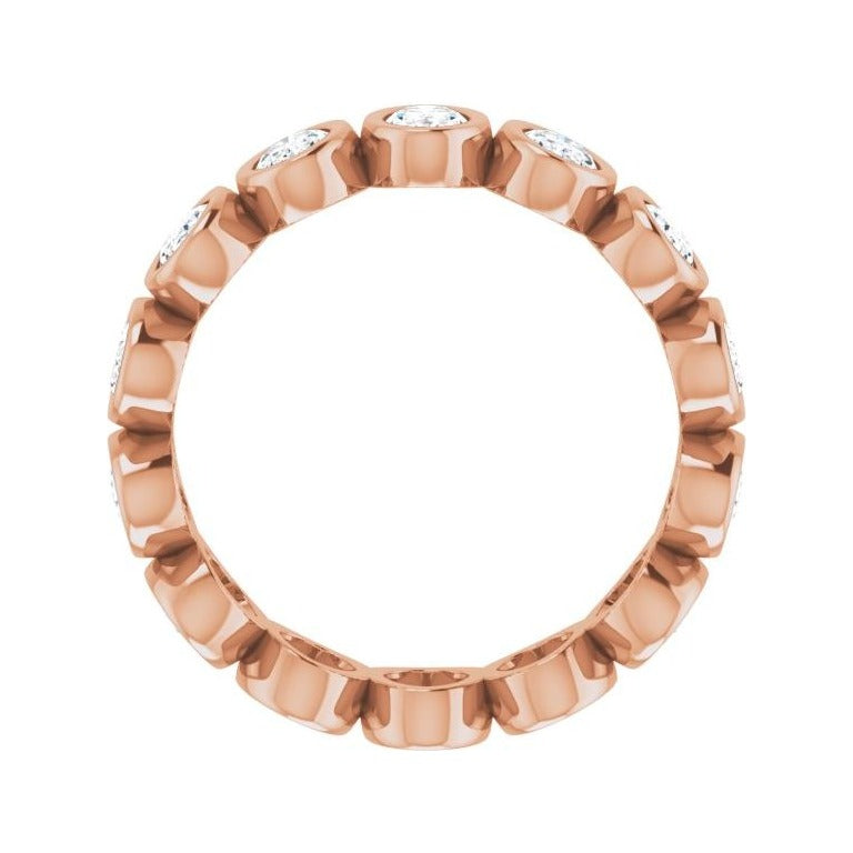 Sapphire Row Natural Diamond Oval Bezel Band - 10K Rose Gold, 7.25 (view 2)