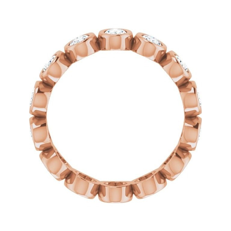 Sapphire Row Natural Diamond Oval Bezel Band - 10K Rose Gold, 7.75 (view 2)