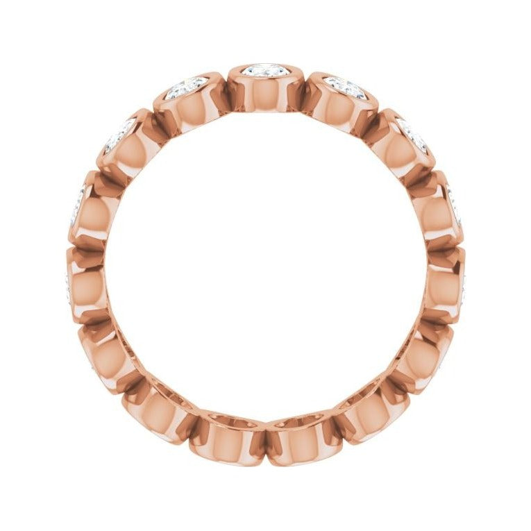 Sapphire Row Natural Diamond Oval Bezel Band - 10K Rose Gold, 8.75 (view 2)