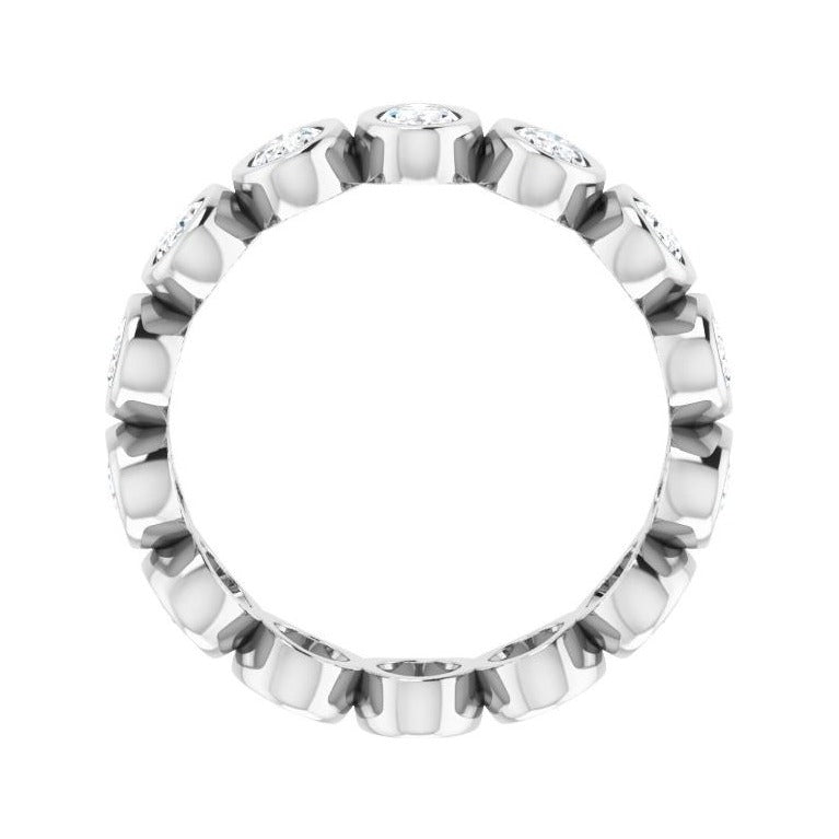 Sapphire Row Natural Diamond Oval Bezel Band - 10K White Gold, 7.5 (view 2)