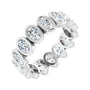 Sapphire Row Natural Diamond Oval Bezel Band - 10K White Gold, 8.5