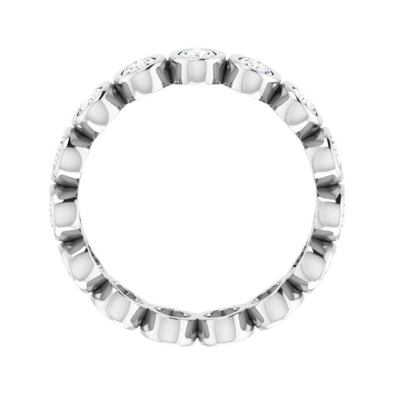 Sapphire Row Natural Diamond Oval Bezel Band - 10K White Gold, 8.5 (view 2)