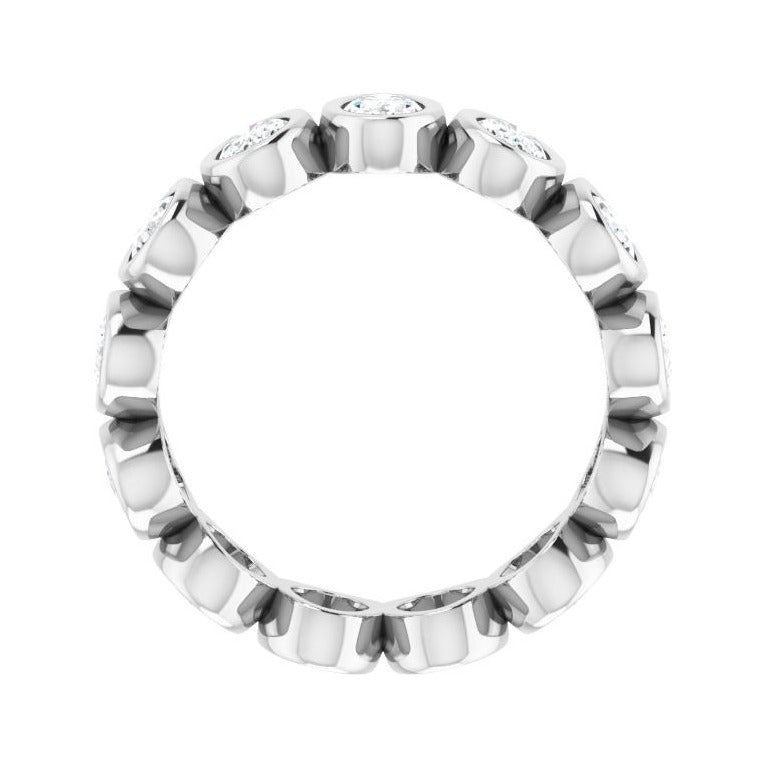 Sapphire Row Natural Diamond Oval Bezel Band - 14K White Gold, 5.5 (view 2)