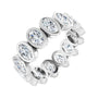 Sapphire Row Natural Diamond Oval Bezel Band - 14K White Gold, 6.5
