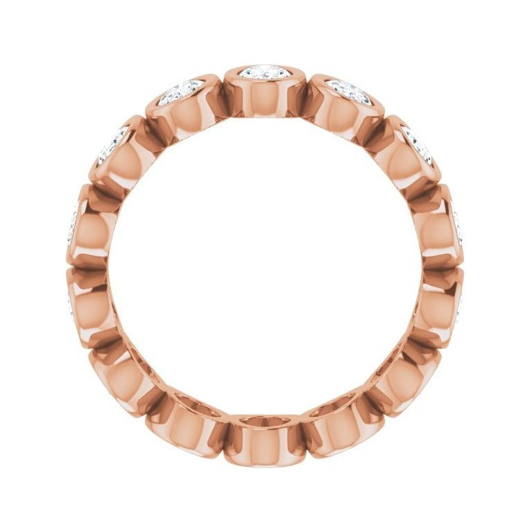 Sapphire Row Natural Diamond Oval Bezel Band - 10K Rose Gold, 6.5 (view 2)