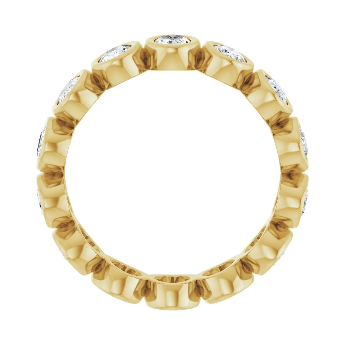 Sapphire Row Natural Diamond Oval Bezel Band - 10K Yellow Gold, 7 (view 2)