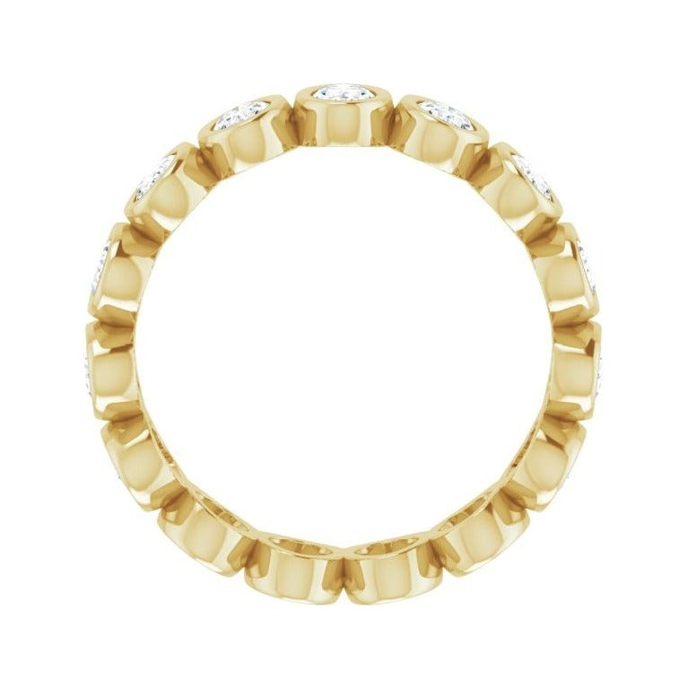 Sapphire Row Natural Diamond Oval Bezel Band - 10K Yellow Gold, 9 (view 2)