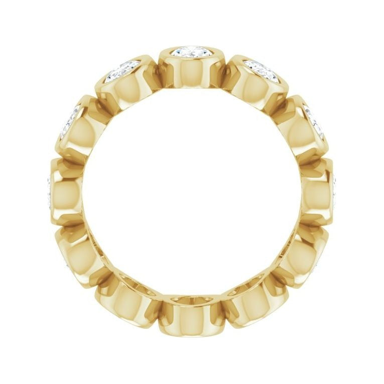 Sapphire Row Natural Diamond Oval Bezel Band - 14K Yellow Gold, 4 (view 2)