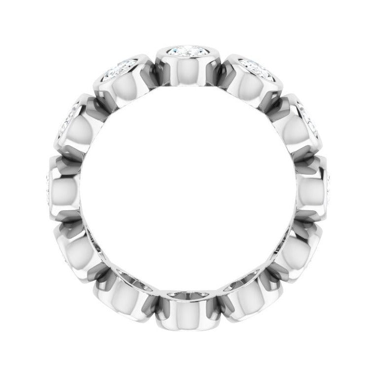 Sapphire Row Natural Diamond Oval Bezel Band - 10K White Gold, 4.25 (view 2)