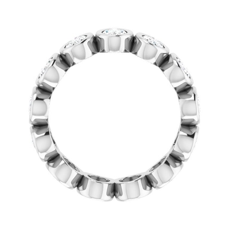 Sapphire Row Natural Diamond Oval Bezel Band - 10K White Gold, 4.75 (view 2)