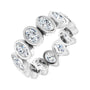 Sapphire Row Natural Diamond Oval Bezel Band - 10K White Gold, 5.75