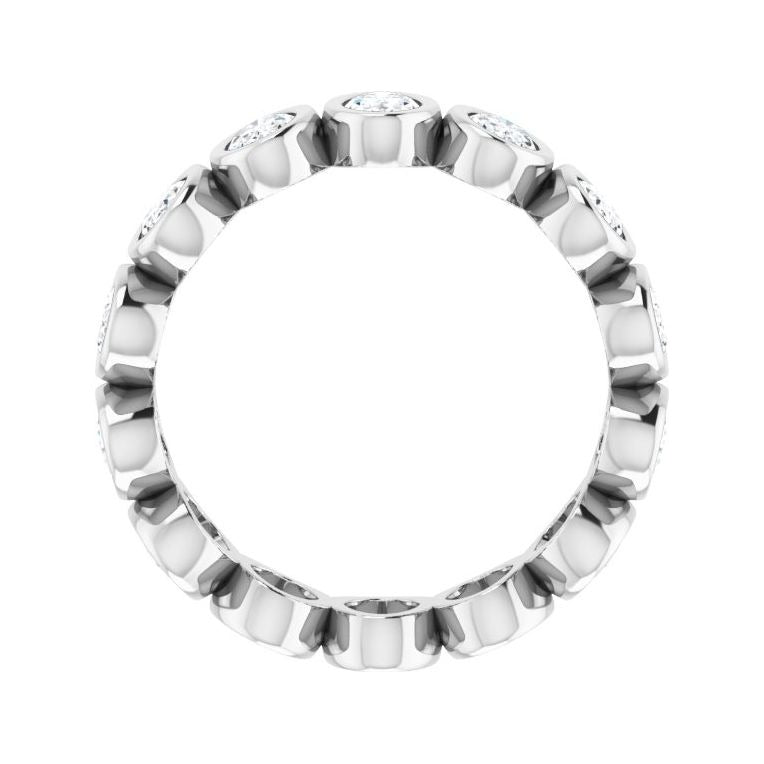 Sapphire Row Natural Diamond Oval Bezel Band - 10K White Gold, 6.75 (view 2)