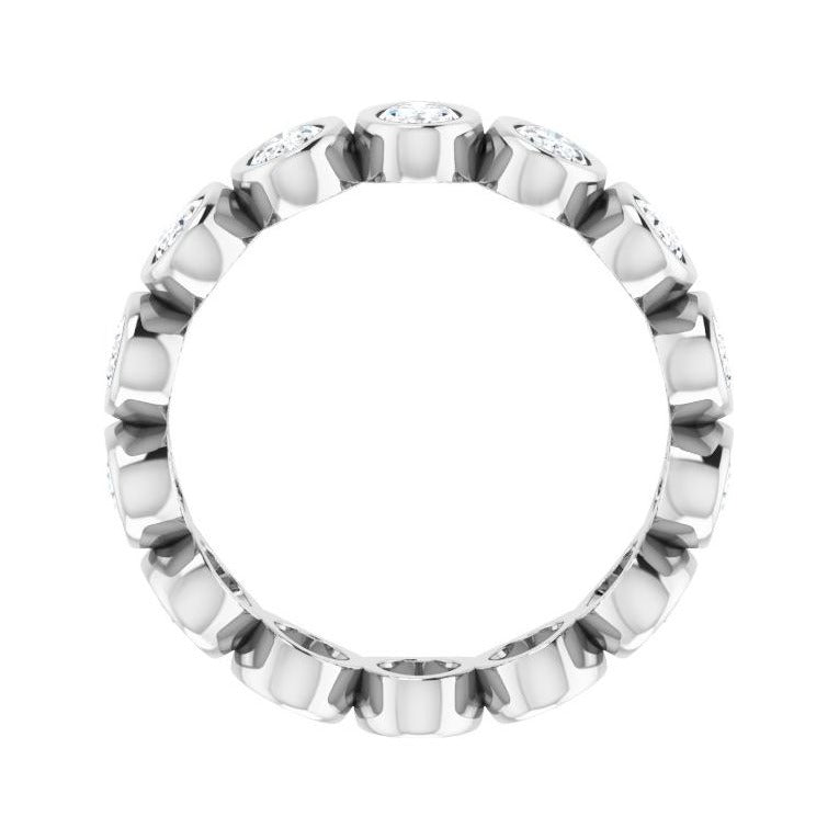 Sapphire Row Natural Diamond Oval Bezel Band - 10K White Gold, 7.25 (view 2)