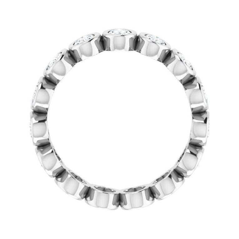 Sapphire Row Natural Diamond Oval Bezel Band - 10K White Gold, 8.25 (view 2)