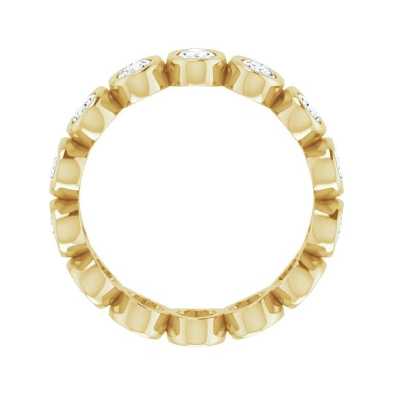 Sapphire Row Natural Diamond Oval Bezel Band - 10K Yellow Gold, 7.5 (view 2)