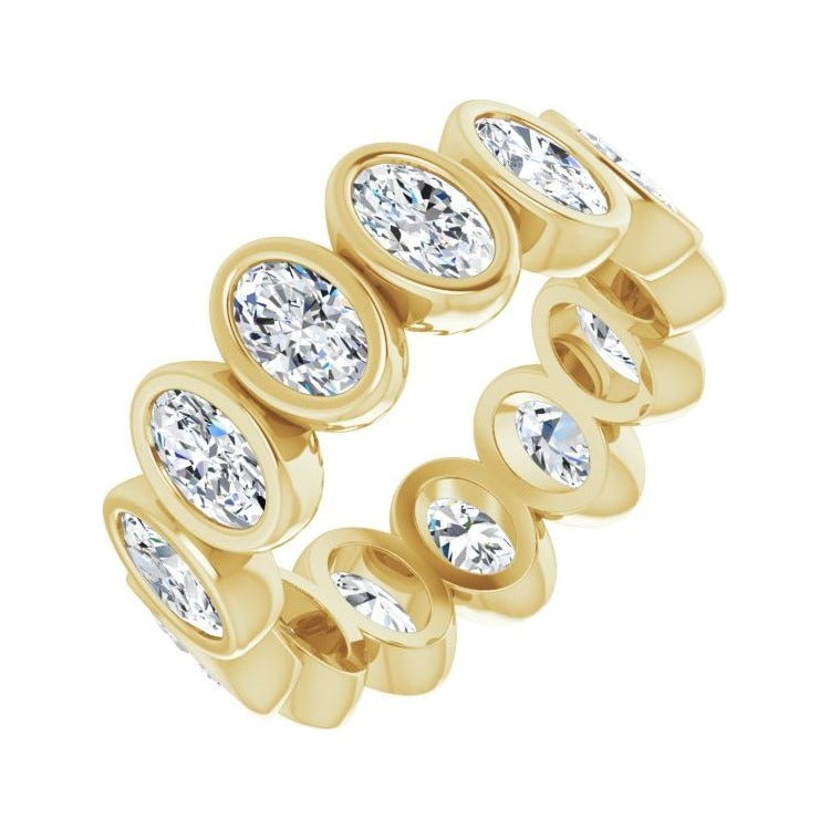 Sapphire Row Natural Diamond Oval Bezel Band - 14K Yellow Gold, 4.5