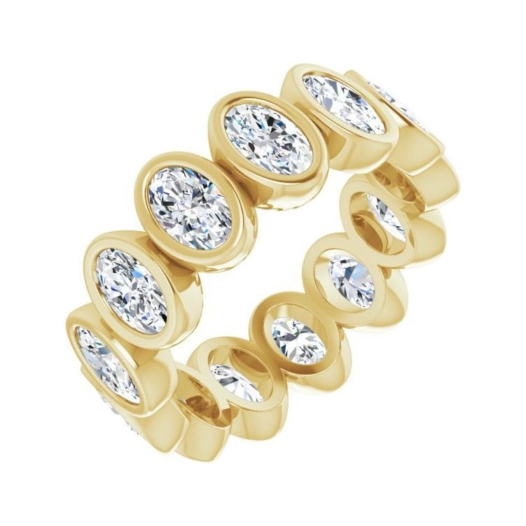 Sapphire Row Natural Diamond Oval Bezel Band - 10K Yellow Gold, 5.25