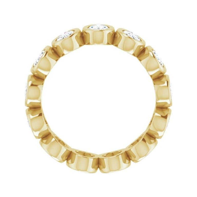 Sapphire Row Natural Diamond Oval Bezel Band - 10K Yellow Gold, 5.25 (view 2)