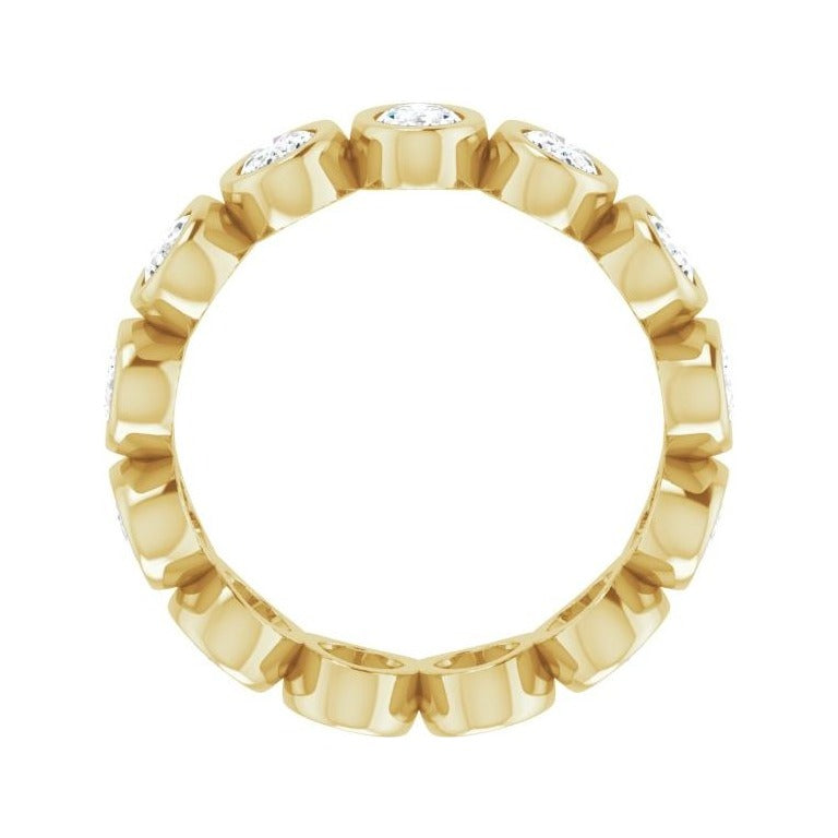 Sapphire Row Natural Diamond Oval Bezel Band - 10K Yellow Gold, 5.75 (view 2)