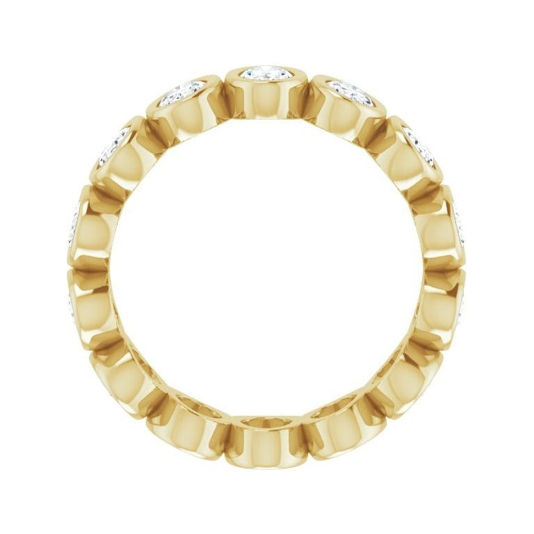 Sapphire Row Natural Diamond Oval Bezel Band - 10K Yellow Gold, 6.25 (view 2)