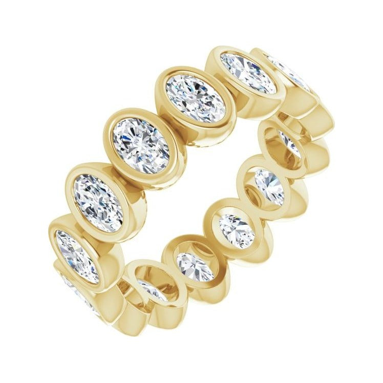 Sapphire Row Natural Diamond Oval Bezel Band - 10K Yellow Gold, 7.75