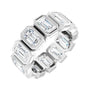 Sapphire Row Lab-Grown Diamond Emerald-Cut Bezel Band - 10K White Gold, 4