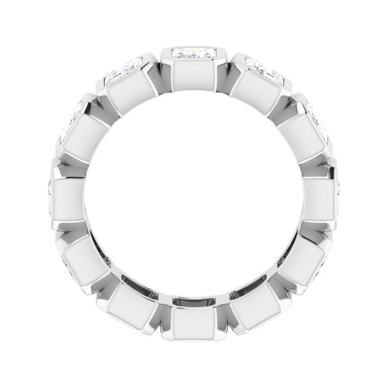 Sapphire Row Lab-Grown Diamond Emerald-Cut Bezel Band - 10K White Gold, 4 (view 2)