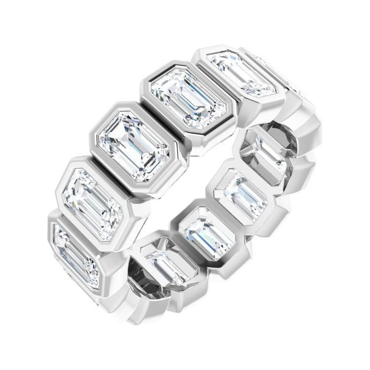 Sapphire Row Lab-Grown Diamond Emerald-Cut Bezel Band - 10K White Gold, 5