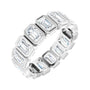 Sapphire Row Lab-Grown Diamond Emerald-Cut Bezel Band - 10K White Gold, 8