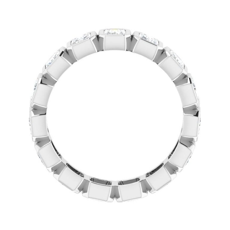Sapphire Row Lab-Grown Diamond Emerald-Cut Bezel Band - 10K White Gold, 9 (view 2)