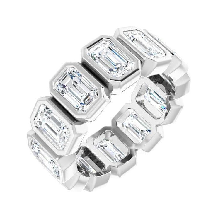Sapphire Row Lab-Grown Diamond Emerald-Cut Bezel Band - 14K White Gold, 4