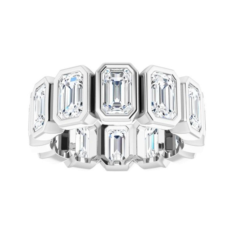 Sapphire Row Lab-Grown Diamond Emerald-Cut Bezel Band - 14K White Gold, 4 (view 3)