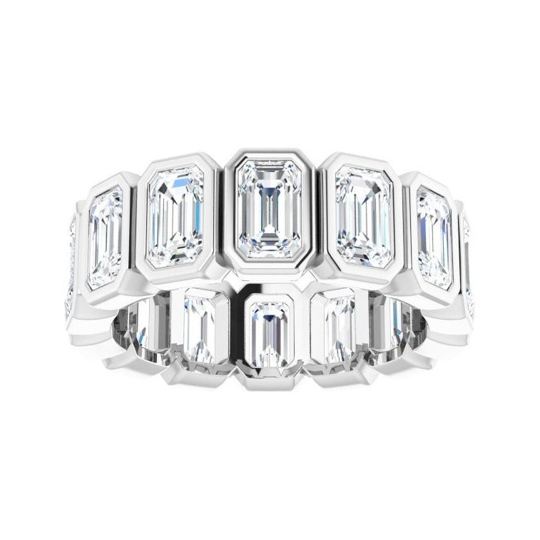 Sapphire Row Lab-Grown Diamond Emerald-Cut Bezel Band - 14K White Gold, 6 (view 3)