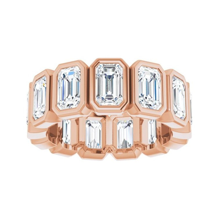 Sapphire Row Lab-Grown Diamond Emerald-Cut Bezel Band - 10K Rose Gold, 4.5 (view 3)