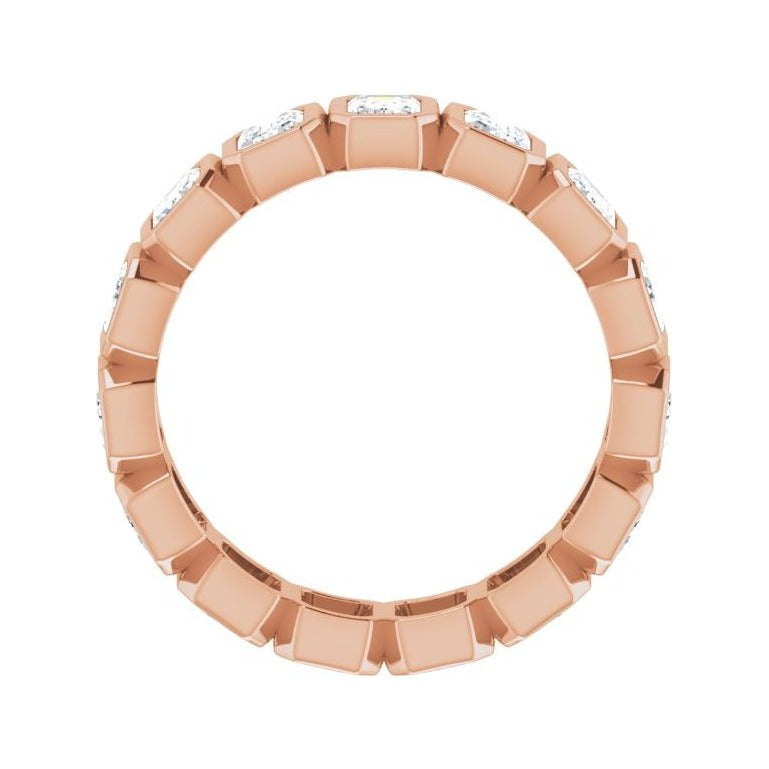 Sapphire Row Lab-Grown Diamond Emerald-Cut Bezel Band - 10K Rose Gold, 8.5 (view 2)