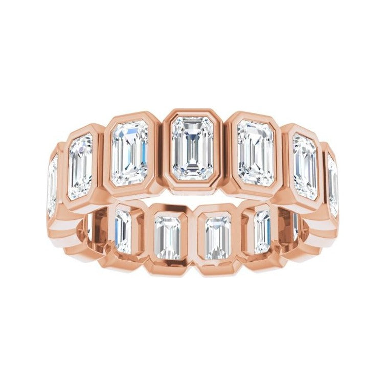Sapphire Row Lab-Grown Diamond Emerald-Cut Bezel Band - 10K Rose Gold, 8.5 (view 3)