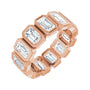 Sapphire Row Lab-Grown Diamond Emerald-Cut Bezel Band - 14K Rose Gold, 5.5