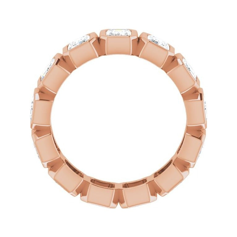 Sapphire Row Lab-Grown Diamond Emerald-Cut Bezel Band - 14K Rose Gold, 5.5 (view 2)