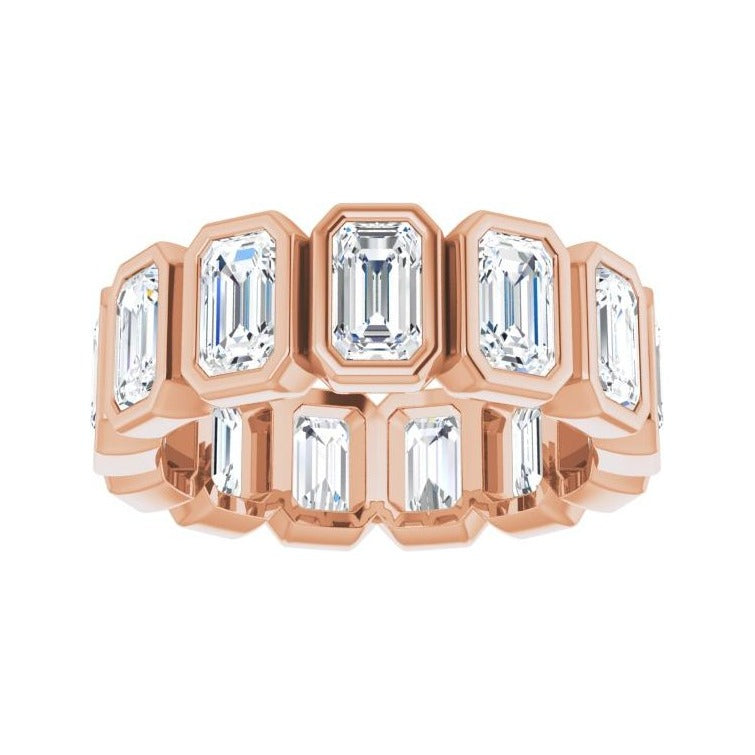 Sapphire Row Lab-Grown Diamond Emerald-Cut Bezel Band - 14K Rose Gold, 5.5 (view 3)