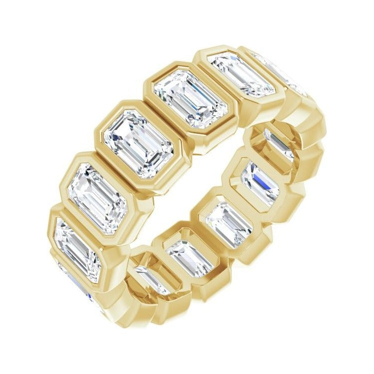 Sapphire Row Lab-Grown Diamond Emerald-Cut Bezel Band - 14K Yellow Gold, 6