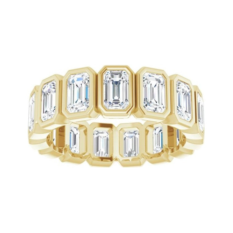 Sapphire Row Lab-Grown Diamond Emerald-Cut Bezel Band - 14K Yellow Gold, 8 (view 3)