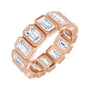 Sapphire Row Lab-Grown Diamond Emerald-Cut Bezel Band - 10K Rose Gold, 6