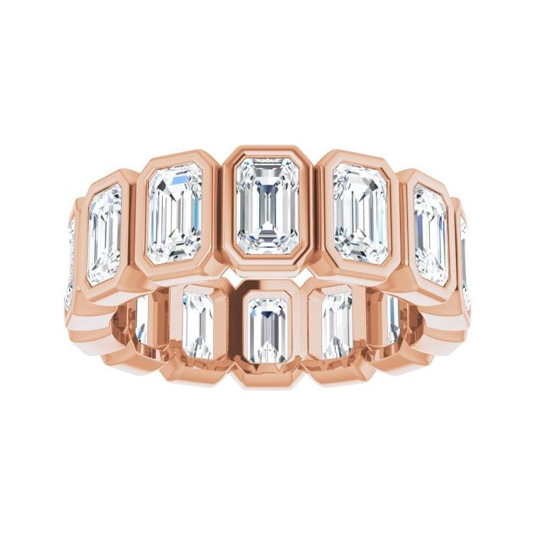 Sapphire Row Lab-Grown Diamond Emerald-Cut Bezel Band - 10K Rose Gold, 6 (view 3)
