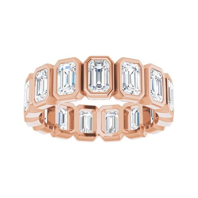 Sapphire Row Lab-Grown Diamond Emerald-Cut Bezel Band - 10K Rose Gold, 9 (view 3)