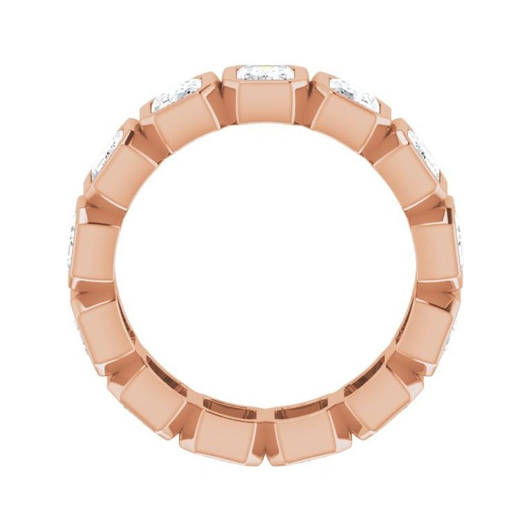 Sapphire Row Lab-Grown Diamond Emerald-Cut Bezel Band - 14K Rose Gold, 5 (view 2)