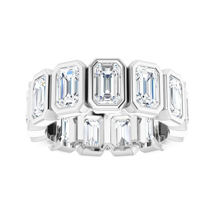 Sapphire Row Lab-Grown Diamond Emerald-Cut Bezel Band - 10K White Gold, 4.75 (view 3)