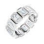 Sapphire Row Lab-Grown Diamond Emerald-Cut Bezel Band - 10K White Gold, 5.25
